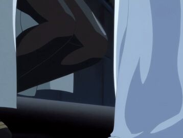 00s 2007 2girls absurdres american animated bible_black bible_black_new_testament blonde_hair blue_eyes breasts christianity cleavage coat covered_erect_nipples female from_side hand_on_another's_head highres jody_crowley kneeling lab_coat large_breasts legs lipstick long_hair midriff multiple_girls navel open_clothes open_coat open_mouth pink_lips ponytail purple_eyes saeki_kaori shin_bible_black sideboob skirt surprised sweat tagme teeth thighhighs thighs