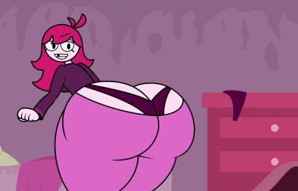 animated ass ass_cleavage ass_crack big_ass butt_crack czartheczar fart fart_fetish fuchsia_(czartheczar) pink_hair