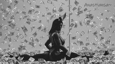 3d anastiansa anati ass ass_focus bunny_ears bunny_girl bunnysuit cash female legs_apart legs_spread money overwatch overwatch_2 pharah pole pole_dancing split splits stripper stripper_clothes stripper_pole