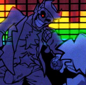 2boys balls big_balls big_cock blue_hair body_focus boyfriend boyfriend_(friday_night_funkin) cock cock_shock daddy_dearest demon dick_pic edit edited edited_official_artwork erect_penis evil_face evil_grin fnf friday_night_funkin gay heavy_breathing human hyper_penis male massive_cock muscular muscular_male official_art official_artwork_edit penis purple-skinned_male purple_skin red_eyes