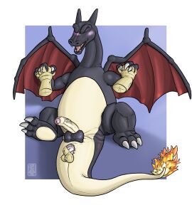 2024 3_toes absurd_res balls belly blush charizard claws closed_eyes colored digital_media_(artwork) disembodied_hand duo erection fake_horns fangs feet feral fire flaming_tail foreskin full-length_portrait garo_(artist) generation_1_pokemon genitals ghost_hands hand_holding hi_res humanoid_genitalia male male/male nintendo open_mouth paws penetration penis pokemon pokemon_(species) portrait shaded shiny_charizard shiny_pokemon simple_background sitting spread_legs spreading tail teeth toes tongue translucent translucent_penis uncircumcised wings