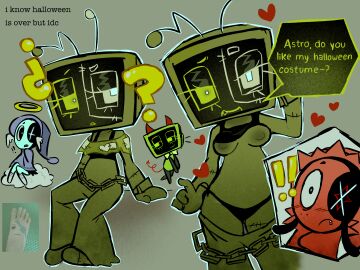 1boy 1girls astro_(dandy's_world) blush breasts_out dandy's_world dandys_world moonvision tv_head tv_screen v33m0t3 vee_(dandy's_world) zapped_creation_vee