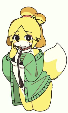 1girls animal_crossing blush blush_lines blushing canid canine canis domestic_dog doremifaso64 female furry isabelle_(animal_crossing) kemono looking_at_viewer nintendo no_panties nude simple_background solo solo_anthro solo_female solo_focus tagme yellow_body yellow_fur