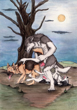 2021 anal anal_sex animal_genitalia animal_penis anthro anthro_on_feral anthro_penetrating anthro_penetrating_feral artist_logo ass balls black_body black_fur bodily_fluids border_collie brown_body brown_fur canid canine canine_genitalia canine_penis canis closed_eyes cloud collie cum cum_on_ground cum_on_self dated domestic_dog drooling erection feral feral_on_feral feral_penetrated feral_penetrating feral_penetrating_feral fur genital_fluids genitals german_shepherd grass grey_body grey_fur group group_sex herding_dog hi_res knot kola_(artist) logo lying male male/male male_penetrated male_penetrating male_penetrating_male mammal moon mythological_canine mythological_creature mythology naked nude on_back open_mouth orange_eyes outside_sex pastoral_dog penetration penile penile_penetration penis penis_in_ass plant saliva sex sheepdog side_view signature standing tan_balls tan_body tan_fur threesome traditional_media_(artwork) trio werecanid werecanine werecreature werewolf white_balls white_body white_fur wolf zoophilia