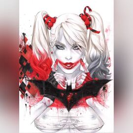 1girls big_breasts breasts dc dc_comics eric_basaldua female harley_quinn nipples nipples_visible_through_clothing solo