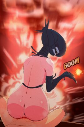 1boy 1girls ass athletic_female athletic_male bomb_devil chainsaw_man denji_(chainsaw_man) duo explosion female looking_at_viewer looking_back male pale_skin pov pussy reverse_cowgirl_position reze_(chainsaw_man) sex stradivarius sweat vaginal_fluids vaginal_penetration