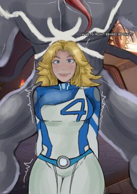 alien azazelinp blonde_female blonde_hair blue_eyes clothed fantastic_four female fully_clothed instant_loss invisible_woman invisible_woman_(marvel_rivals) marvel marvel_comics marvel_rivals sue_storm venom_(marvel) venom_(marvel_rivals) video_games