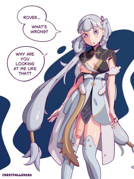 1futa artist_name big_penis breasts breasts_out clothed clothing crestfallen163 english_text flaccid foreskin futa_only futanari grey_eyes human intersex jinhsi_(wuthering_waves) large_penis legwear light-skinned_futa light_skin mostly_clothed oblivious partially_retracted_foreskin penis penis_out retracted_foreskin small_breasts solo standing tagme thighhighs twintails unaware uncircumcised uncut wardrobe_malfunction white_eyelashes white_hair wuthering_waves