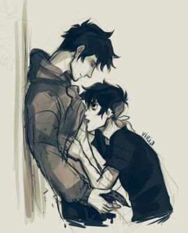 black_and_white male male_only nico_di_angelo no_visible_genitalia percy_jackson_and_the_olympians shirt_lift viria13