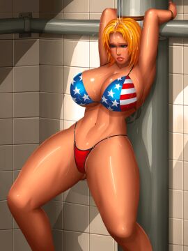 1girls ahe_gao animated blonde_hair blue_eyes dead_or_alive dildo dildo_in_pussy lactating lactation milk_squirt milking milking_machine restrained shower solo solo_female squirt svoidist tied_hands tina_armstrong