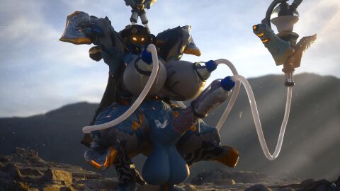 1futa 3d balls breasts futa_only futanari huge_balls huge_breasts huge_cock intersex lactation lavos_(warframe) milking milking_machine penis penis_milking penis_milking_machine rule_63 runn1non solo squatting warframe