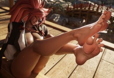 1girls 3d amputee asian asian_female baiken barefoot blender bottomless cleavage clothed coat day daytime exhibitionism eyebrows eyelashes eyepatch eyewear facepaint feet feet_focus feet_up female female_only foot_fetish foot_focus guilty_gear guilty_gear_strive guilty_gear_xrd huge_breasts large_areolae large_ass large_breasts large_nipples long_hair looking_at_viewer makeup meaty_soles muscular muscular_female outdoor_nudity outdoors outside pink_hair ponytail red_eyes red_hair samurai soles sweat sweating sweaty_breasts syclops thick_ass thick_thighs toes toes_spread