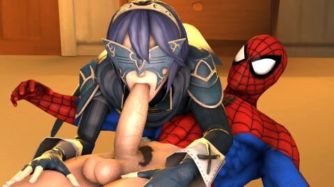 3d blowjob crossover eastern_and_western_character fellatio female fire_emblem fire_emblem_awakening lucina_(fire_emblem) marvel marvel_comics nintendo oral peter_parker sex spider-man spider-man_(series)