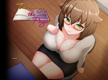 1girls azienda breasts brown_hair brunette_hair chalk cheating cheating_wife cleavage cute desk female floor glasses green_eyes hand_on_breast hand_on_chair hand_over_breast looking_up looking_up_at_viewer netorare no_bra ntr open_shirt pov sitting sitting_on_chair skirt smiling solo solo_female solo_focus sophie_page submissive_pose teacher