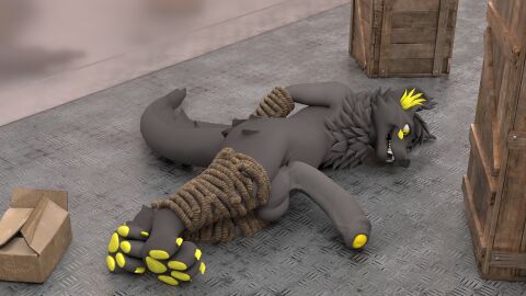 3d absurd_res anthro arms_tied balls big_balls big_penis blender_(artwork) blender_cycles bound box canid canine canis container digital_media_(artwork) freakhound genitals hair hi_res huge_balls huge_cock legs_tied light lighting looking_at_another male mammal open_mouth penis softdiamond softdiamond_(artist) solo truck vrchat_model wolf