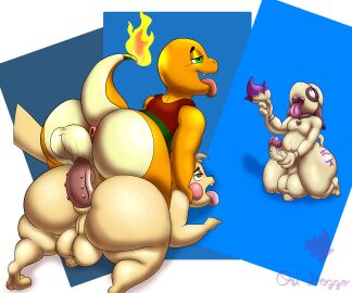 6:5 absurd_res anal anal_sex anthro anus ass balls big_ass big_butt butt_stack charmander ero_(erobos) gay generation_1_pokemon generation_2_pokemon group hadou_(satsui-n0-had0u) hi_res huge_ass huge_butt looking_pleasured male male/male masturbation nintendo ori-doggo ori_(ori-doggo) penetration pikachu pokemon pokemon_(species) puffy_anus retracted_balls shoulder_grab smeargle speed_lines studs thick_thighs thrust_lines thrusting tongue tongue_out trio watching_from_afar