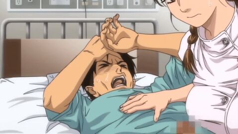 10s 1boy 1girls 2014 animated braid breasts censored closed_eyes curvy female handjob hospital_bed konna_ni_yasashiku_sareta_no large_breasts masturbation nurse nurse_cap open_mouth penis pubic_hair straight tagme twin_braids yukari_fujita