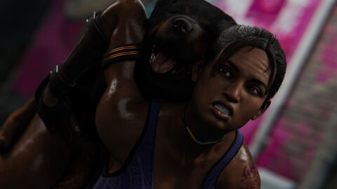 3d 4k ass big_breasts breasts canine capcom dark_hair dark_skin female female_focus highres large_breasts mehlabs nipples nude nude_female resident_evil resident_evil_5 sheva_alomar sweat tights voluptuous zoophilia