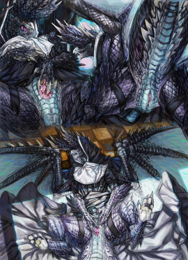 absurd_res after_masturbation alatreon black_body bodily_fluids capcom claws clitoris clothing costume dragon elder_dragon european_mythology fangs female feral finger_claws genital_fluids genitals greatwhite1122 hi_res huge_filesize incontinence masturbation membrane_(anatomy) membranous_wings monster_hunter mythological_creature mythological_scalie mythology nun_outfit open_mouth orgasm orgasm_face presenting presenting_vulva scales scalie slit_masturbation solo spread_legs spreading superabsurd_res tail teeth toe_claws urethra vaginal_fluids vulva western_dragon wings