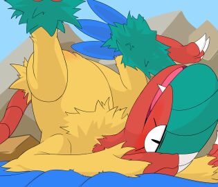 absurd_res archeops avian beautyfromabove bird blush claws dinosaur feathered_dinosaur feathered_scalie feathers feet female feral fluffy fossil_pokemon generation_5_pokemon genitals hi_res nintendo pokemon pokemon_(species) prehistoric_species presenting reptile scalie smile solo tail talons toes winged_arms wings yellow_body yellow_feathers