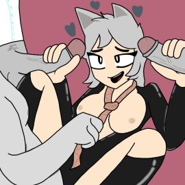 3boys big_breasts botan_(solek_x) breasts female gangbang latex male neko neko_girl prostochel40 sculfik solek solek_x solga youtube