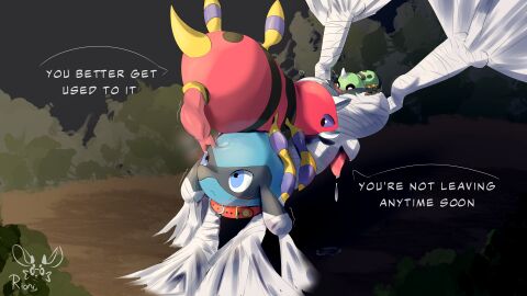 absurd_res anal anthro anus ariados arthropod arthropod_webbing blue_body blue_fur bodily_fluids bondage bound collar cum ejaculation fan_character feral fur fusion generation_2_pokemon generation_4_pokemon genital_fluids genitals grey_body grey_fur group hanging_by_feet hi_res looking_up_at_another male male/male nintendo on_top_of_another oral penile penis penis_on_face pokemon pokemon_(species) pokemon_fusion questionable_consent rimming riolu rioni semi-anthro sex spinarak sticky surprised_expression text trio watermark web_bondage zorio