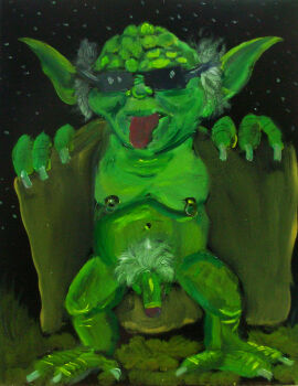 alien balding eyewear flaccid flashing flashing_penis genitals green_body hi_res humanoid humanoid_genitalia humanoid_penis joe_becker long_ears male male_focus male_only mature_male navel nipples penis pubes solo star_wars sunglasses tongue tongue_out what yaoi yoda