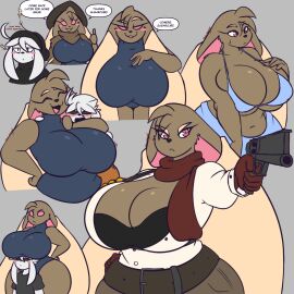 big_breasts breasts cleavage dd_(dewwydartz) dewwydarts dewwydartz female furry gun huge_breasts lucy_(dewwydartz) tagme thick_thighs wide_hips