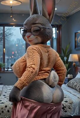 ai_assisted ai_generated animated anthro ass big_butt bonnie_hopps bottomwear bubble_butt clothes_lift clothing curvaceous curvy_figure disney female furry huge_butt lifted_by_self mammal mature_female overweight pleated_skirt rabbit shaking_butt shirt skirt slightly_chubby solo sweater tagme tail teasing thong topwear underwear video vlrgromns voluptuous zootopia