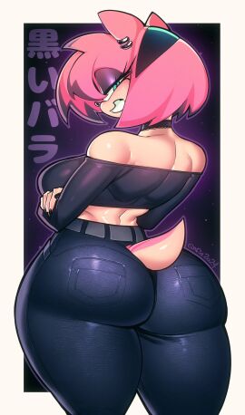 absurd_res amy_rose anthro ass big_ass big_breasts big_butt bottomwear breasts choker clothed clothing collar ear_piercing ear_ring female fully_clothed gofa hi_res huge_ass huge_butt jewelry legwear makeup necklace pants piercing ring_piercing sega solo sonic_(series) sonic_the_hedgehog_(series) tagme tail thick_thighs tight_bottomwear tight_clothing tight_pants tights