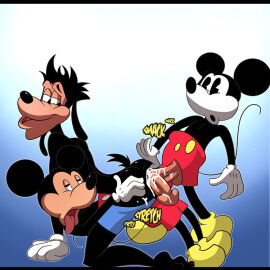 2024 2d 2d_(artwork) 3anthro 3boys anal anal_sex anthro anthro_on_anthro ass black_fur cum cum_in_ass cum_inside cumming fur furry gay goof_troop iyumiblue looking_back male max_goof mickey_mouse mouse public_domain tongue tongue_out yaoi