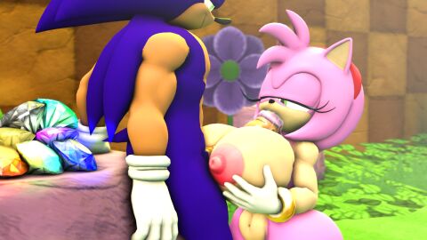 amy_rose big_breasts blowjob breasts chaos_emerald female large_breasts oral_sex paizuri seanzilla9999 sonic_(series) sonic_the_hedgehog titjob