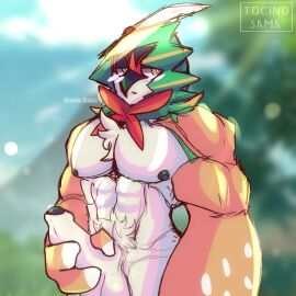 anthro_pokemon bacon_sama bara bird blush_lines decidueye furry gay holding_penis huge_muscles male male_solo muscles owl penis pokemon pokemon_(species) pokemon_sm pokemon_usm solo yaoi