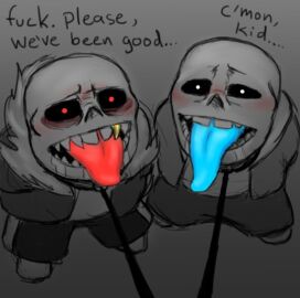 2boys 2d 2d_(artwork) begging begging_for_more blue_tongue blush blushing_at_viewer blushing_male clothed clothed_male color dialogue digital_media_(artwork) dot_eyes drooling duo duo_focus ectoplasm ectotongue english_dialogue english_text fangs fuck_please_weve_been_good fully_clothed fully_clothed_male fur_jacket glowing_tongue gold_tooth humanoid humanoid_male implied_sex jacket kneeling kneeling_male kneeling_on_ground leash leash_pull leashed leashed_male limited_palette long_tongue looking_at_viewer looking_up looking_up_at_viewer male male_focus male_only meme monster monster_boy on_knees open_mouth red_eyes red_tongue sans sans_(underfell) sans_(undertale) sharp_teeth short_male shorts skeleton skull skull_head talking talking_to_viewer text tied tied_up tongue tongue_out underfell undertale undertale_(series) undertale_au unknown_artist white_eyes