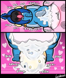 2022 2_panel_comic 69_position all_fours anal anal_sex anthro anthro_on_anthro ass backsack balls balls_size_difference ballsack beak big_balls black_body black_border blue_body blue_butt blue_fur blue_skin blue_tail blue_tail_feathers blush bodily_fluids border bulge chatot chatot_(eotds) cum cum_covered cum_drip cum_in_ass cum_in_mouth cum_inside cum_on_ass cum_on_balls cum_on_butt cum_on_face cum_on_penis cum_on_self cyndaquil dialogue drinking drinking_cum dripping ejaculation english_text excessive_cum excessive_genital_fluids exclamation_point feet fellatio fin fur generation_1_pokemon generation_2_pokemon generation_3_pokemon generation_4_pokemon genital_fluids genitals glurk group guildmaster_wigglytuff gulp_(sound_effect) hand_on_belly head_fin heart_symbol high-angle_view huge_balls inflation looking_pleasured lorderat lucky_pierre lying male male/male male_penetrated male_penetrating male_penetrating_male messy mudkip multicolored_body multicolored_fur nintendo on_back onomatopoeia oral orgasm orgasm_face penetration penile penile_penetration penis pink_background pink_balls pink_beak pink_body pink_fur plap pokemon pokemon_(species) pokemon_mystery_dungeon rear_view ridiculous_fit sex short_tail signature simple_background size_difference small_but_hung sound_effects spike_chunsoft spiral_eyes spitroast stomach_bulge swallowing tail tail_fin text tilde_after_text tongue tongue_out trio two-tone_body two-tone_fur wigglytuff yellow_body yellow_fur