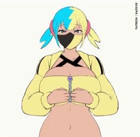 1girls animated canari_(pokemon) canary_(pokemon) female female_focus female_only flashing flashing_breasts kaos_art pasties pokemon pokemon_legends:_z-a solo solo_female solo_focus