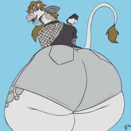 1:1 animated anthro armwear ass ass_jiggle big_ass big_butt blonde_hair bottomwear butt_jiggle clothing curled_hair cutoffs denim denim_bottomwear denim_clothing ear_piercing everett_(garsupial) eyeliner femboy fishnet_armwear fishnet_clothing fishnet_topwear giraffe giraffid grey_body hair huge_ass huge_butt jiggling long_ears loop makeup male mammal markings piercing purple_makeup short_playtime shorts solo spots spotted_markings talidrawing thick_thighs topwear wide_hips