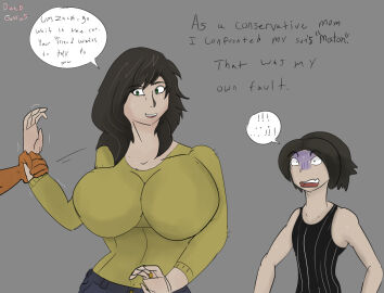 1girls 2boys bullying dark-skinned_male dark_skin deepgarras english_text female human human_female human_male latino light-skinned_female light-skinned_male light_skin male male/female mother_and_son motherly_cuckold original text