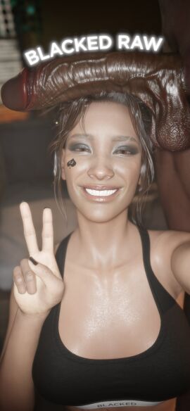 3d big_dick_joy big_penis blacked blacked_clothing cock_worship cyberpunk_2077 dark-skinned_male dark_skin derpderp face_tattoo female huge_cock interracial male melanin panam_palmer peace_sign penis penis_awe penis_on_head queen_of_spades queen_of_spades_symbol queen_of_spades_tattoo selfie selfie_with_penis tattoo text