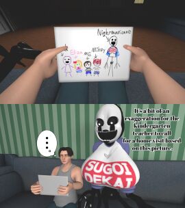 ... 3d breasts drawing female five_nights_at_freddy's five_nights_at_freddy's_4 foxy_bro huge_breasts humanoid male marimike michael_afton nightmarionne rule_63 sofa source_filmmaker sugoi_dekai teenage_male teenager text yuuki_momofox