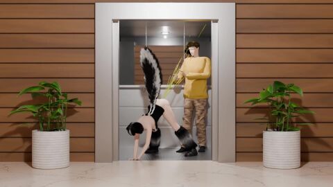 female femdom gagging rockandtone sadistic sadistic_girl short_hair skunk skunk_ears skunk_girl skunk_spray skunk_tail smug smug_face stink_fumes stink_lines stinky tagme video