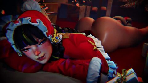 1girls 3d 3d_animation 5_seconds_long bed bedroom black_hair blue_eyes blush christmas christmas_outfit curvaceous curvy curvy_female curvy_figure fat_ass freckles freckles_on_face jiggling_ass jiggling_butt laying_down laying_on_bed laying_on_stomach looking_at_viewer marvel marvel_rivals mostly_clothed no_pants pantsless peni_parker peni_parker_(marvel_rivals) peni_parker_(snow-sp//dr) rougenine shaking_ass shaking_butt shorter_than_10_seconds tagme tease teasing teasing_viewer thick_thighs video