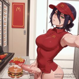 1futa ai_generated armpits ass balls big_penis breasts burger chainsaw_man cum_on_food cumming cumshot dickgirl ejaculation erection fast_food food fries futa_only futanari hamburger huge_balls huge_cock masturbation mcdonald's orgasm orgasm_face penis puffyart reze_(chainsaw_man) selfie solo solo_futa stroking_penis tagme thighs video visor_cap