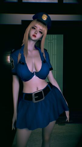 1girls 3d 4k bedroom big_breasts blonde_hair blue_eyes breasts chromatic_aberration crashbanditkut cute cute_face eyebrow_piercing eyebrows female female_focus hair hi_res high_resolution highres house light-skinned_female light_skin lips lipstick long_hair looking_at_viewer navel navel_piercing nose_piercing original original_character piercing police police_hat police_officer police_uniform policewoman septum_piercing skirt solo virt-a-mate virtamate