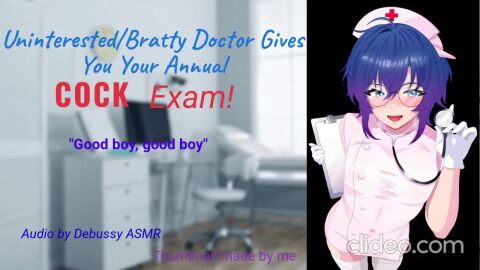 asmr blowjob blue_eyes blue_hair bratty bratty_femboy cock cock_gobble debussy_asmr doctor doctor_uniform examination femboy femboy_nurse gag gagging gagging_on_penis getting_erect getting_horny handjob massaging_balls nurse nurse_cap nurse_uniform penis penis_massage penis_out professional shaft tagme uninterested uninterested_male video
