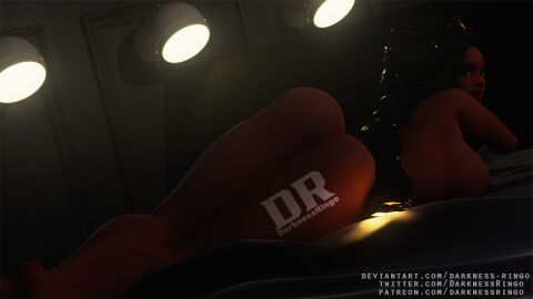 1girls black_hair darknessringo dim_lighting dim_room ebony female female_focus female_human female_nudity female_only hi-rez_studios imani_(paladins) indoor_nudity indoors long_hair looking_back_at_viewer melanin naked naked_female nude nude_female paladins_(game) solo solo_female solo_focus watermark