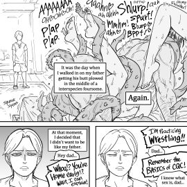 2boys 2girls anal bb_(baalbuddy) bed creature disappointed english_text female highres homosexual interspecies looking_at_viewer male mff mff_threesome multiple_boys multiple_females multiple_girls multiple_males original sex tagme tentacle tentacle_sex threesome walk-in watching watching_sex