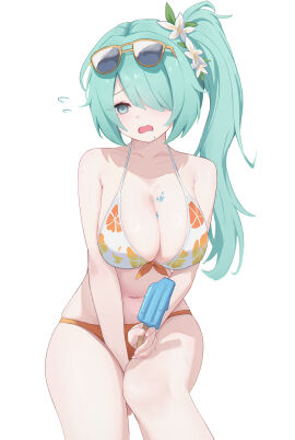 1girls absurd_res absurdres aqua-eyed_female aqua-haired_female aqua_eyes aqua_hair bare_arms bare_belly bare_calves bare_chest bare_hands bare_hips bare_knees bare_legs bare_midriff bare_navel bare_shoulders bare_skin bare_thighs belly belly_button big_breasts bikini bikini_bottom bikini_only bikini_top blue_archive breasts busty busty_female busty_teenager calves cleavage collarbone curvaceous_teenager curvy curvy_body curvy_female curvy_figure curvy_hips dot_nose exposed exposed_arms exposed_belly exposed_legs exposed_midriff exposed_shoulders exposed_thighs female female_focus female_only fingernails fingers flower flower_hair_ornament flower_on_head front-tie_bikini front-tie_bikini_top front-tie_top green-eyed_female green_eyes groin hair_ornament hair_ornaments hair_over_one_eye hand_between_legs hand_between_thighs head_tilt high_resolution high_school_student highres hiyori_(blue_archive) hiyori_(swimsuit)_(blue_archive) hourglass_figure ice_cream knees knees_together large_breasts lean_figure legs legs_closed legs_together light-skinned_female light_skin lishu_(2013547716) long_hair looking_at_viewer narrow_waist navel open_mouth orange_bikini orange_bikini_bottom orange_swimsuit orange_swimwear pale-skinned_female pale_skin parted_bangs parted_lips ponytail popsicle schoolgirl shoulders side-tie_bikini side_ponytail sidelocks simple_background sitting slender_body slender_waist slim_female slim_waist smooth_skin solo string_bikini sunglasses sunglasses_on_forehead sunglasses_on_head swimsuit swimwear teenage_female teenager thick_thighs thighs thin_waist tilted_head tongue upper_body white_background white_bikini white_bikini_top white_string_bikini white_swimsuit white_swimwear wide_hips