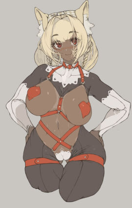 1girls animal_ears dark_skin female maebari pasties reverse_bunnysuit rustycork