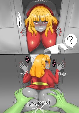 ! 1boy 1girls 2_panel_comic 2koma ? ahe_gao aquila_and_teren ass ass_grab ass_squeeze bangs bent_over blush breasts censored clenched_teeth colored_skin comic cum cum_inside cum_on_ass cum_on_body cumshot document doggy_style doggystyle doors dress ejaculation female from_behind from_behind_position green_skin grey_skin heart hidden_sex hime_cut huge_ass huge_breasts kimea_(aquila_and_teren) large_ass large_breasts looking_back male male_pov monster monster_boy monster_girl motion_lines nail_polish nails nails_painted naughty_face office_lady orange_hair orgasm paper pov pussy red_eyes red_nail_polish saliva sash sequential sex shiromochi_(123) shoulder_length_hair skirt skirt_lift spoken_heart stealth_sex sweat teeth vaginal_penetration viewed_from_behind